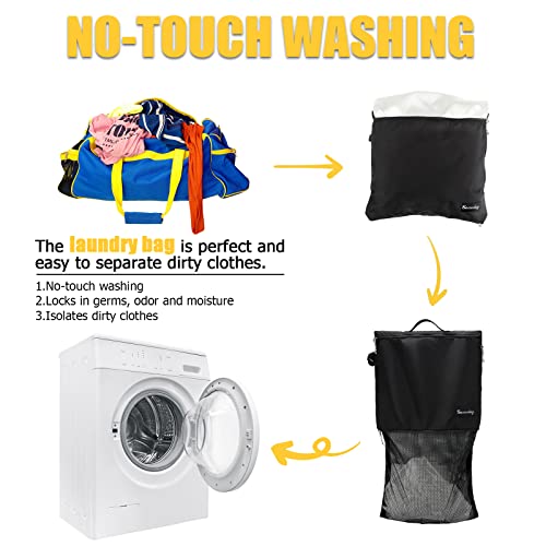 Dirty Laundry Bag for Traveling-Mesh Laundry Bags XL Travel Gym Healthcare Workers Laundry Sports Fitness Swimwear Camping Portable Wash Bag XL (Black) - size: XL