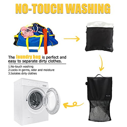 Dirty Laundry Bag for Traveling-Mesh Laundry Bags XL Travel Gym Healthcare Workers Laundry Sports Fitness Swimwear Camping Portable Wash Bag XL (Black) - size: XL