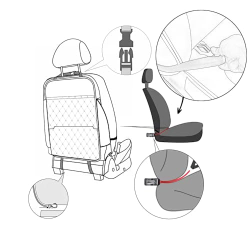 TAIKOO Seat Back Protector,Shields Seat Backs from Kicks and Adds Storage | kick mats back seat protector easy to install and clean, well-crafted, sturdy, durable and stylish.2 Pack - color: Style A-Brown