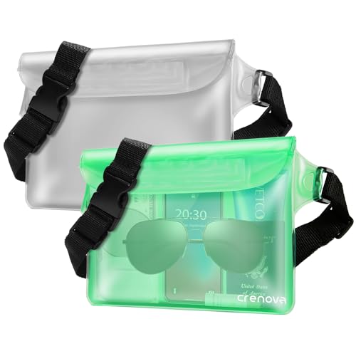 Waterproof Bag for Beach, Waterproof Pouch for Phone Passport Purse, Fanny Packs for Women, Floating Dry Bags for Cruise Ship Travel Water Park Surfing Boating Fishing Kayaking Pool Accessories - color: Green & Clear