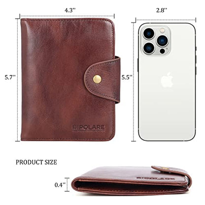 Polare Full Grain Leather Slim and Soft RFID Blocking wallet For Men Snap Bifold Travel Wallet Passport Holders 2 Passports (Coffee) - color: Coffee