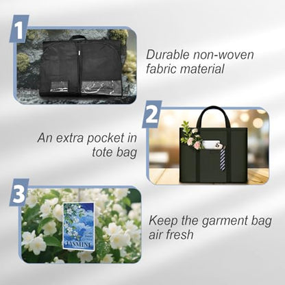 Suit Bags for Men, Business Travel Garment Bag for Business Traveler, Foldable Garment Bag with Shoe Compartment, Clear Window, Handle, Zipper, Wrinkle Free Suit Bag for Flights, Hotels, Meetings - style: Garmentbag 43INCH 2 pack