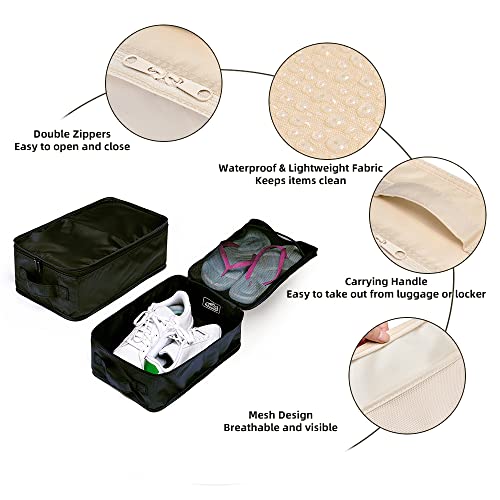 Travel Shoe Bags, Foldable Waterproof Shoe Pouches Organizer-Double Layer (6 Black Shoe Bags) - color: Black, size: 6 Packs