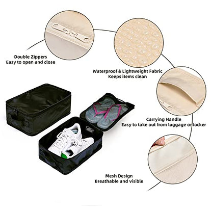 Travel Shoe Bags, Foldable Waterproof Shoe Pouches Organizer-Double Layer (4 Black Shoe Bags) - color: Black, size: 4 Packs