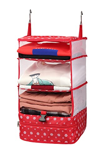 ELEZAY Hanging Packing Cubes Portable Travel Closet Collapsible Compression Clothes Organizer with Built in Shelves for Carry-on Luggage Suitcase Wardrobe Large_11.8 * 11.8 * 24 IN, Snow - color: Snow, size: Large