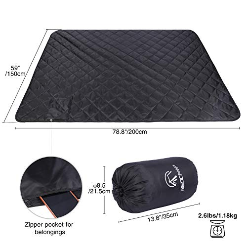 REDCAMP Large Camping Blanket with Sherpa Lining, Cold Weather Warm Outdoor Blanket Windproof for Camping Stadium, Machine Washable 59"x 79" - color: 59"x 79" Black