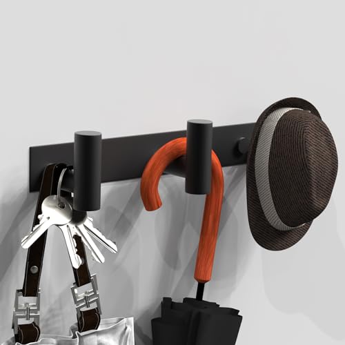VAEHOLD Black Hat and Coat Wall Mount Rack - 3 Hooks for Robes, Bags, Keys, and Towels - Bathroom Towel Hanger Organizer (1 Pack) - color: Black, size: “T“ Shape 3 Hooks 1 Pack