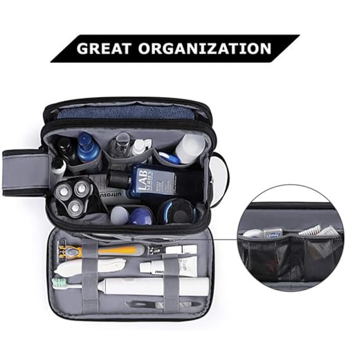 2Pack Men's Toiletry Bags Pu,Travel Toiletry Organizer, Waterproof Shaving Kit Pouch For Storing Daily Essentials like Oiletries and Cosmetics(Black) - color: Black