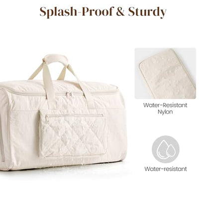 S-ZONE Garment Duffle Bags for Travel Carry on Convertible 2 in 1 Suit Bags Hanging Suitcase with Toiletry Bag 50L - color: Off-white