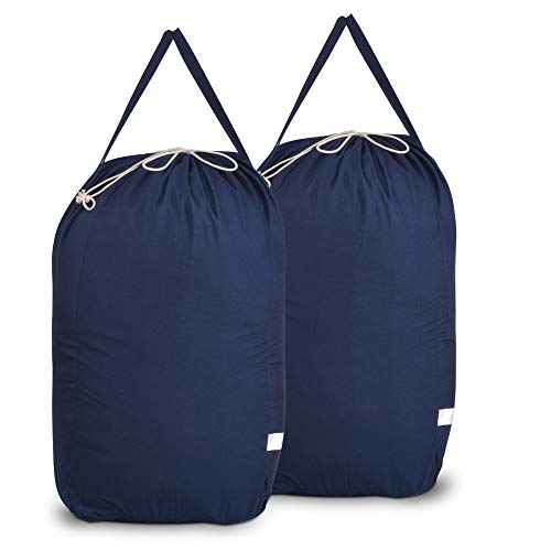 MCleanPin 140L Washable Laundry Bags with Handles,Dirty Clothes Storage for College Dorm or Travel, Laundry Liner Fit Laundry Hamper or Basket,2 Pack,Brown (Navy Blue) - color: Navy Blue
