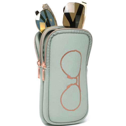 KKP Double Eyeglass Case | Sunglasses Cases with 2 Compartments - color: Green