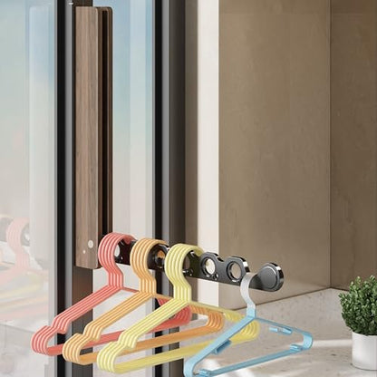 Natural Wood Folding Clothes Hanger Rack for Laundry Room, Wall Mounted Clothes Drying Rack, Laundry Drying Rack Foldable, Perfect for Small Spaces, Walnut Wood Black - color: Black