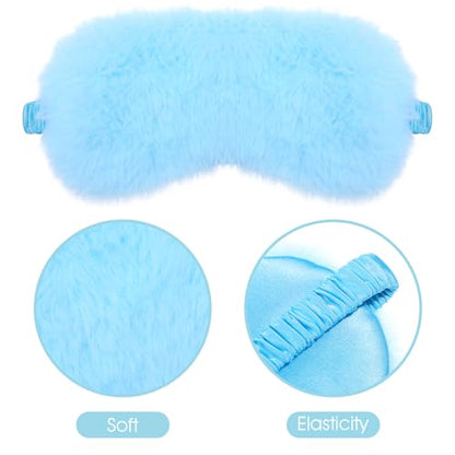 2 Pcs Plush Leopard Eye Mask Soft Sleeping Blindfold Eye Cover Comfortable Furry Faux Fur Sleeping Mask Satin Nap Night Eyeshade Cover for Women Men Gift (Green, Blue) - color: Green&blue