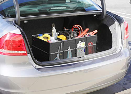 EPAuto Foldable Car Trunk Organizer, 3-Compartment with Removable Divider, Black - color: Black, size: 3-Compartment w/o Lids