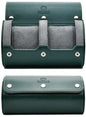 2 Watch Travel Case for Men- Watch Roll Holder and Display - Royal Green Swiss Motif Vegan Leather - color: Green - Royal