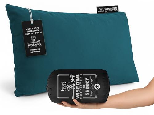 Wise Owl Outfitters Camping Pillow – Memory Foam Travel Pillow for Airplane Sleeping, Hiking, Backpacking & Outdoor Use - Small & Portable for Adults, Car, Camp & Tent - color: Green, size: Medium