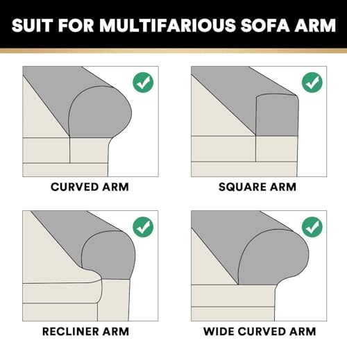 PrinceDeco 2 Pack Thick Velvet Stretch Armrest Covers for Chairs and Sofas Armchair Covers for Arms Couch Arm Covers Armrest Covers for Sofa Non Slip, Oatmeal - color: Oatmeal