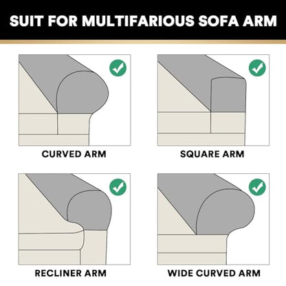 PrinceDeco 2 Pack Thick Velvet Stretch Armrest Covers for Chairs and Sofas Armchair Covers for Arms Couch Arm Covers Armrest Covers for Sofa Non Slip, Oatmeal - color: Oatmeal