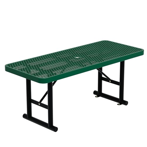 6FT Picnic Tables for Outdoors, Green Rectangular Heavy Duty Commercial Picnic Table with Umbrella Hole,Weather-Resistant Camping Table Dining Table for Backyard, Patio, Garden, Shops, Parks - color: Green, size: 6FT