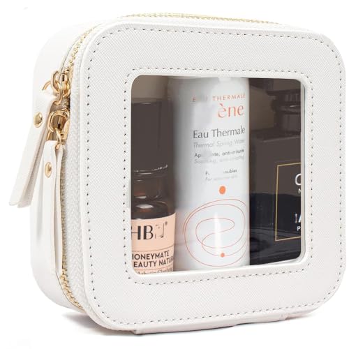 Clear Makeup Bag Small, Mini Travel Cosmetic Case Transparent TSA Approved Toiletry Bag with Zipper Portable Make Up Pouch for Purse Traveling Car Essentials Organizer for Women Men - color: White, size: Mini