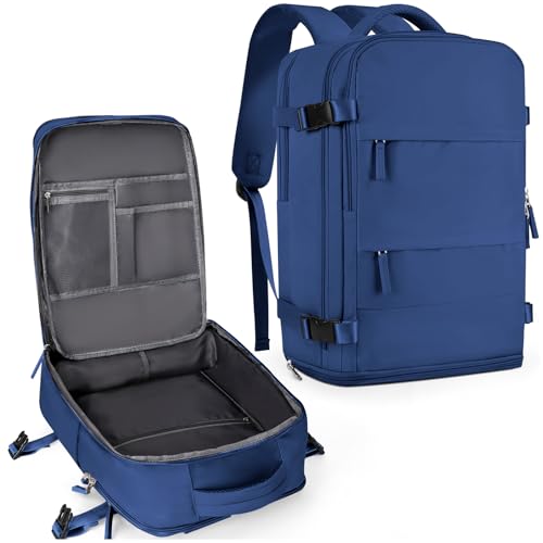 coowoz Large Travel Backpack For Women Men,Carry On Backpack Flight Approved,Hiking Backpacks Outdoor Rucksack Casual Daypack Travel Bag Essentials Personal Item Backpack (Royal Blue L) - color: Royal Blue, size: 30l