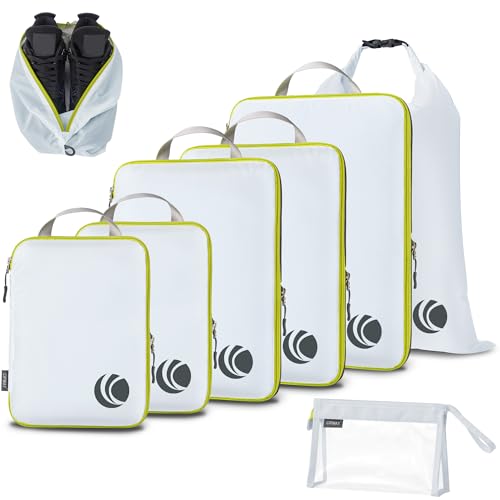 Cipway Compression Packing Cubes, Lightweight Travel Luggage Organizers with Shoe Bag, Toiletry Bag & Laundry Bag, Travel Essentials for Carry on Suitcase (8 Piece,White) - color: White, size: 8PCS