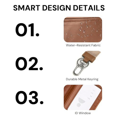Keychain Wallet Mini Zip Around Wristlet Wallets for Women Detachable Wristlet Portable Coin Purse Small Wallets Brown - color: Light Brown