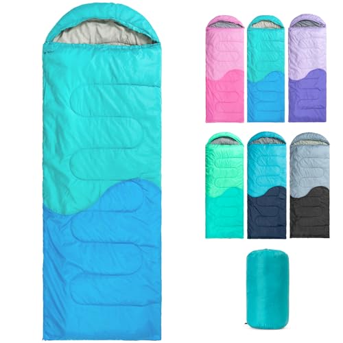 Sleeping Bag - 3 Seasons for Adults Kids Boys Girls Camping Hiking - Warm Cold Weather Lightweight Portable with Compression Bag for Backpacking in Spring, Summer, Fall and Winter - color: 3 lbs-Lake Blue