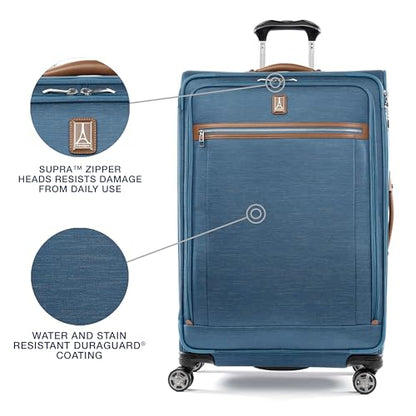 Travelpro Platinum Elite Softside Expandable Checked Luggage, 8 Wheel Spinner Large Suitcase, TSA Lock, Men and Women, Coastal Blue, Checked Large 29-Inch - color: Coastal Blue, size: Checked-Large 29-Inch