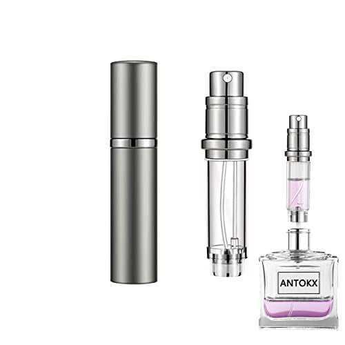 Travel Perfume Bottle Refillable Atomizer - 5ML Perfume Atomiser, Scent Pump Case, Leakproof Portable Perfume Sprayer for Women and Men (Gray) - color: Gray