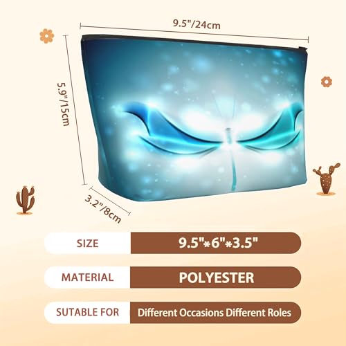 Blue Glowing Dragonfly Cosmetic Bag Abstract Makeup Bags,Travel Make up Bags for Women Girls Cute Zipper Pouch Toiletry Organizer Bag Travel Essentials - color: Blue Glowing Dragonfly
