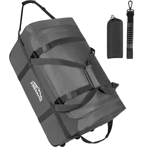 120L Foldable Rolling Duffel Bag with 3 Wheels And Handle, 30 inch Large Travel Duffle Bag for Travel, Camping, Outdoors - color: Grey