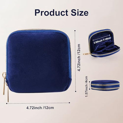 Travel Jewelry Case for Women, Double Layer Velvet Jewelry Pouch with Double Zipper, Small Travel Jewelry Organizer for Rings Earrings Bracelets, Mini Jewelry Travel Bag (Blue)