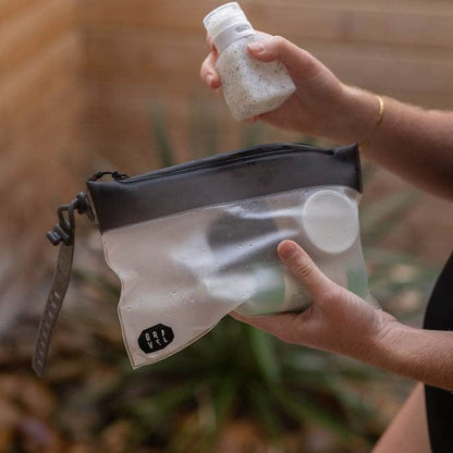 Gravel The Pouch | TSA Approved Clear Travel Toiletry Bag | Quart Size for Men & Women - color: Clear and Black
