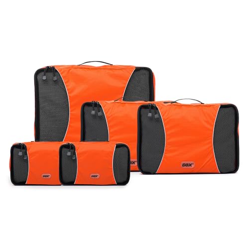GOX Ultra Light 5 piece Packing Cubes Travel Luggage Organizer 1 Large 2 Medium 2 Small - color: orange