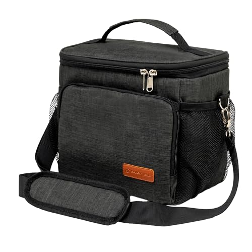 Carrywell (Not Made In China) Insulated Lunch Bag For Men, Men's Lunch Box, Leakproof, Collapsible, Soft Sided Cooler W/Adjustable Shoulder Strap, Grey - color: Charcoal Gray