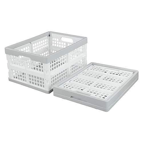 Vababa 3-Pack Plastic Stackable Collapsible Storage Crate, 15 L Stacking Folding Storage Basket - size: 15 L