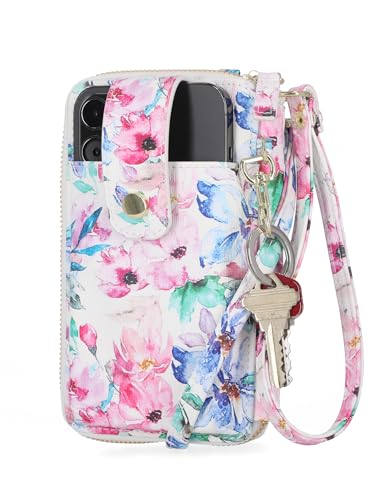 Mundi Jacqui RFID Crossbody Wallet for Women, Vegan Leather Small Travel Handbag with Phone Holder, Compact Organizer with Card Slots and Removable Strap, Vacation Purse in Sweet Floral - color: Sweet Floral