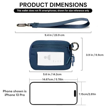 Keychain Wallet for Women Mini Zip Card Holder with ID Window Coin Purse Detachable Wristlet Small Wallets navy blue - color: Navy Blue