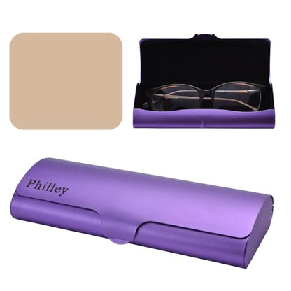 Philley Aluminum Ultra-Light Eyeglasses Case Hard Shell Nearsighted Glasses Case for Women & Men - color: Purple