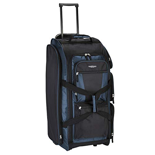 Travelers Club Xpedition 30 Inch Multi-Pocket Upright Rolling Duffel Bag - color: Blue