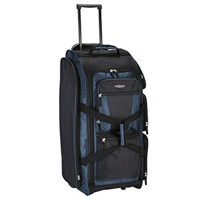 Travelers Club Xpedition 30 Inch Multi-Pocket Upright Rolling Duffel Bag - color: Blue