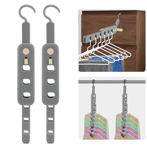 Coopache Folding Clothes Drying Rack Portable for Travel, Space Saving Hangers Plastic for Closet (Grey 2 Pack) - color: Grey 2 Pack