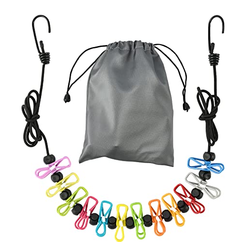 Retractable Portable Clothesline for Travel, Clothing line with 12 Clothes Clips, for Indoor Laundry Drying line, Outdoor Camping Accessories