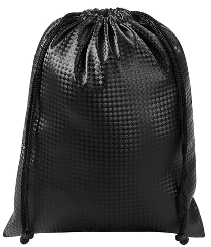 PALTERWEAR Tech-Weave PU-Coated Drawstring Bags (Set of 5) Water-Resistant, Directional-Stretch Travel Organizers for Goody Bag, Toiletries, Tech Gear, Charger - Wipe-Clean (Black 3D, 6 x 8 Inch) - size: 6 x 8 Inch