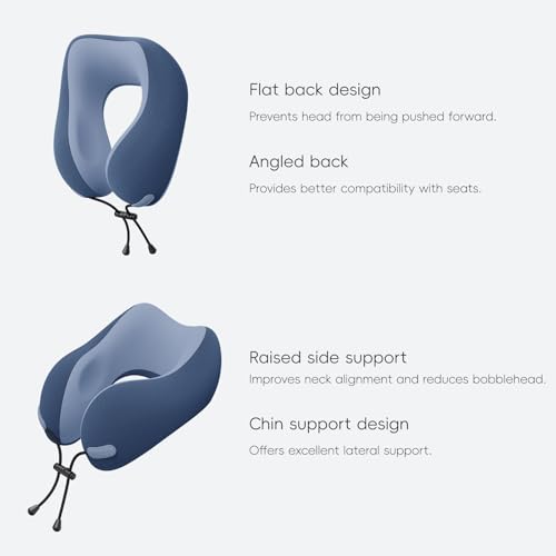 urnexttour Neck Pillow for Travel Memory Foam Design Models Pillows with Zero Eye Pressure 3D Eye Mask and Compact Bag Traveling Essentials Plane Car Flight Rest Sleeping Use Adult, Blue - color: Blue