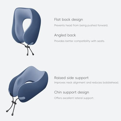 urnexttour Neck Pillow for Travel Memory Foam Design Models Pillows with Zero Eye Pressure 3D Eye Mask and Compact Bag Traveling Essentials Plane Car Flight Rest Sleeping Use Adult, Blue - color: Blue