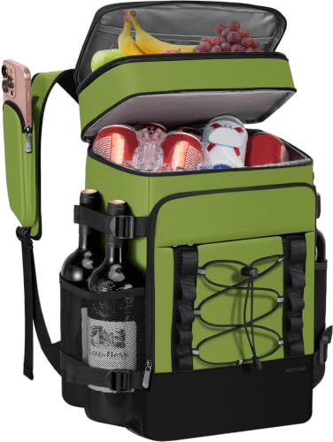 MIYCOO Cooler Backpack - 40 Cans Insulated Backpack Cooler for Men & Women, Portable 2 Leak Proof Compartments Coolers Bag for Beach Travel Picnic Lunch Hiking BBQ Camping - color: Green