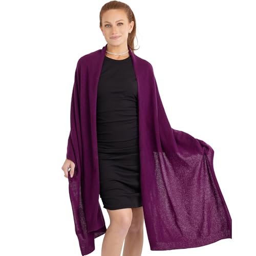 Velanio Cashmere 100% Cashmere Knitted Wrap Pashmina Shawl Extra Large Scarf Stole for Women Travel - color: Burgundy