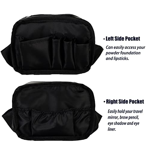Hekyip Rectangular Beauty Bag, Small Travel Makeup Bag for Purse, Portable Waterproof Cosmetic Pouch for Ladies Women (Rectangular All Black) - color: Rectangular All Black